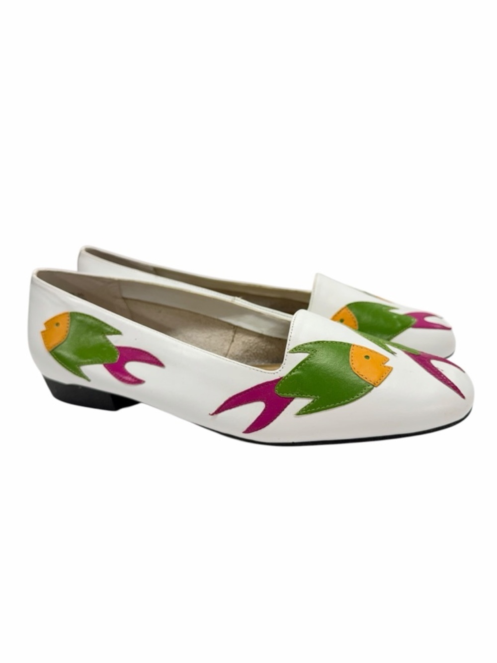 New!  Caryisma Vintage 80s Leather Flats Fish Applique Fun Vintage wm’s sz 9
